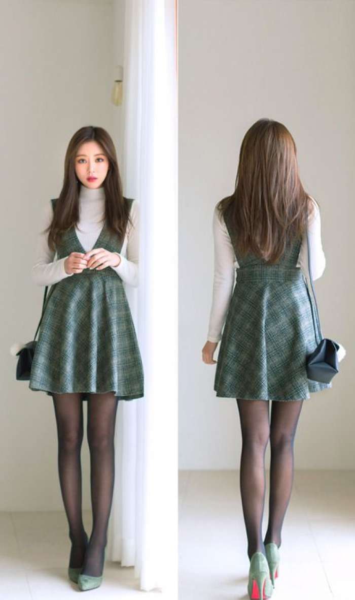 Korean Style : Trend Outfit Kotak-kotak Ala Cewek Korea Yang Chic Abis